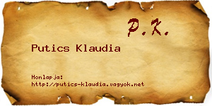 Putics Klaudia névjegykártya